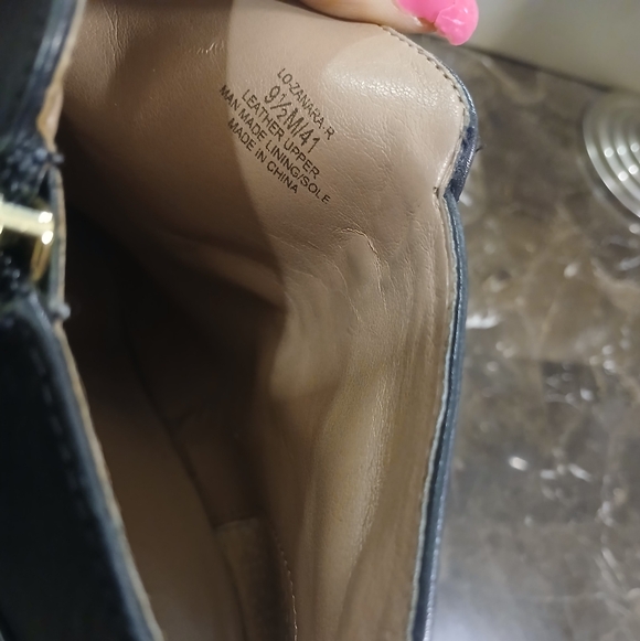 Louise et Cie Black Leather Ankle Booties with Block Heel and Gold Accent - Picture 12 of 16